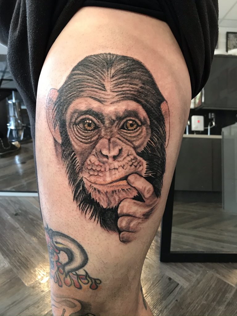 Chimpanzee tattoo by Paulina Lukasik | Photo 26999